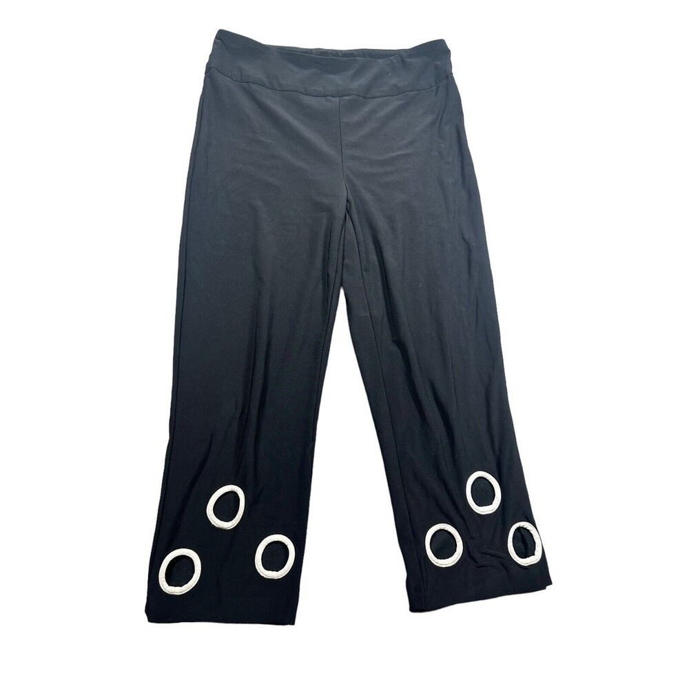 Joseph Ribkoff Dress Pants Sz  6 Black‎ Boho Circles White Capri